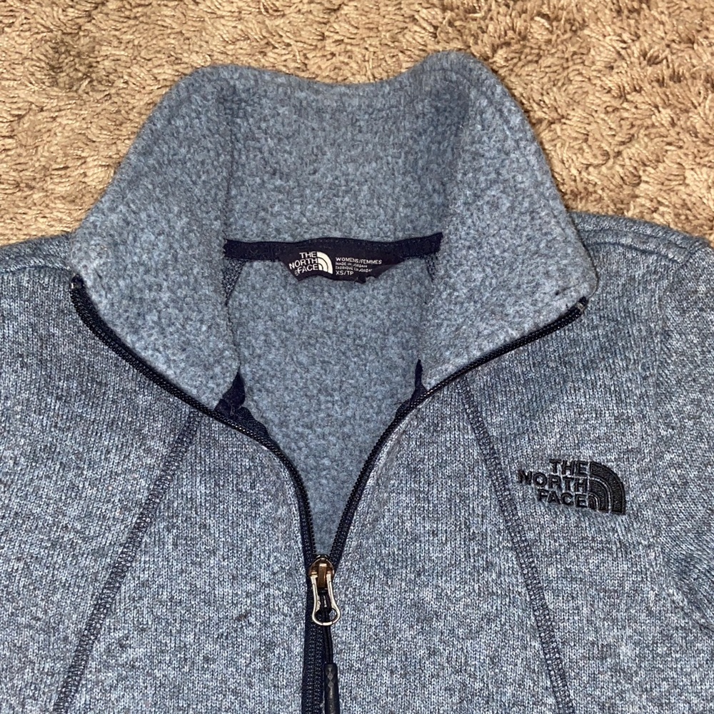 The North Face Women's Heathered Blue Zip-Up Sweater